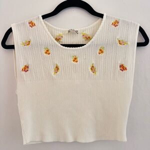 FREE PEOPLE Embroidered Flower Sweater